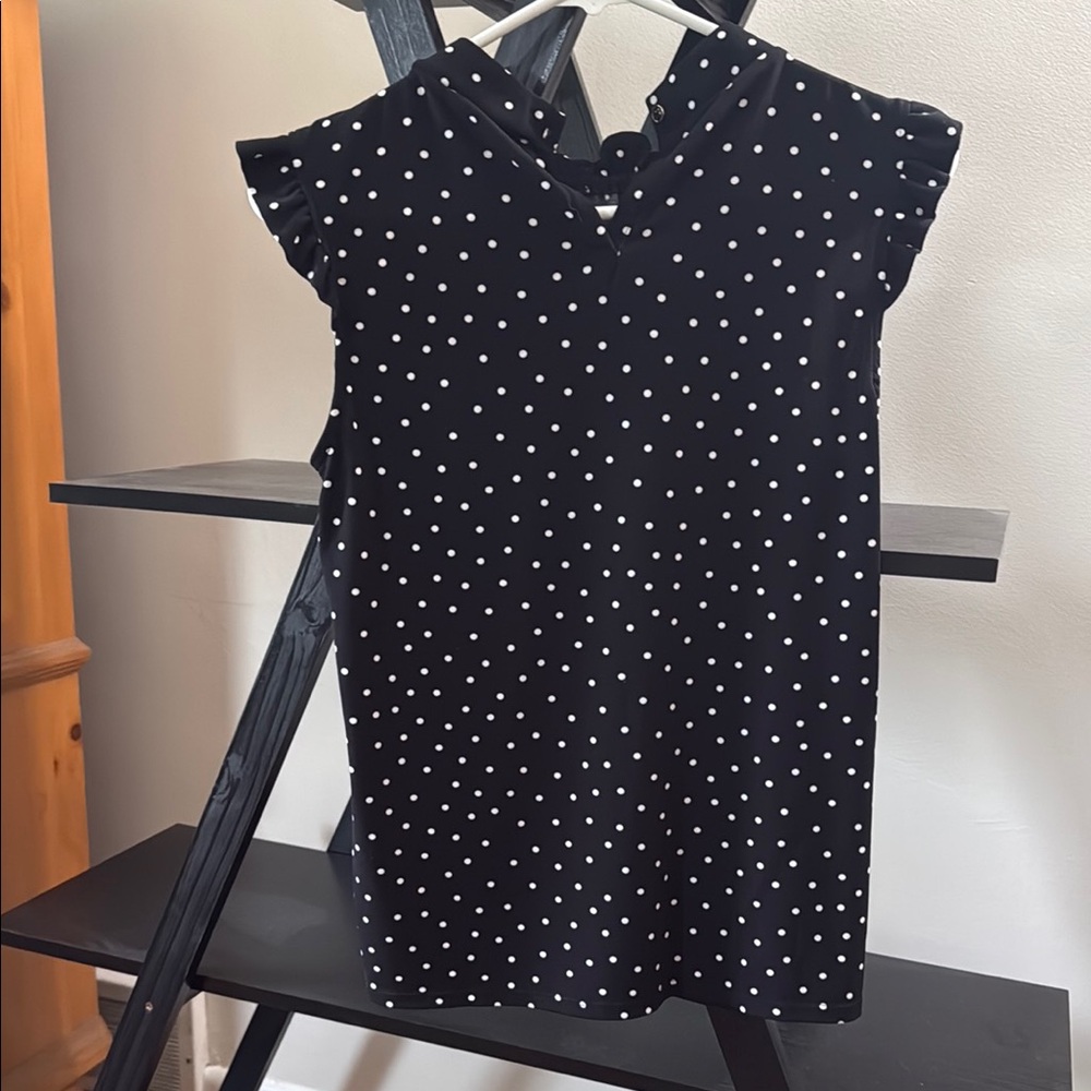 Adrianna Papell Black and White Polka Dot Top